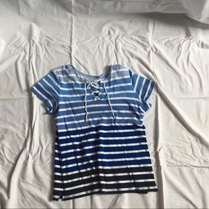 Striped Lace-up shirt